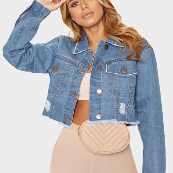 PrettyLittleThing Jackets & Blazers - CROPPED denim jean jacket